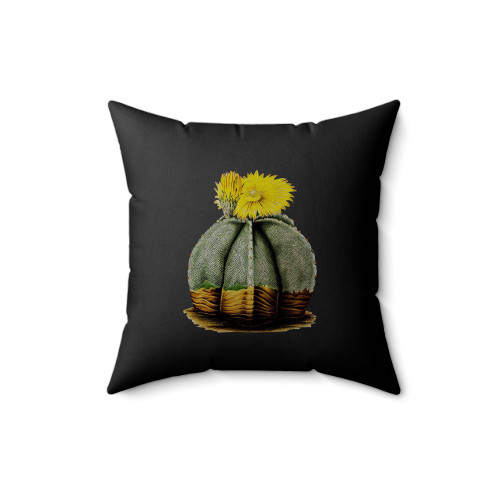 A Vintage Botanical Illustration Of A Cactus Flower In Bloom Square Pillow Cover