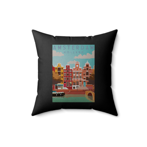 Amsterdam Classic Retro Vintage Square Pillow Cover