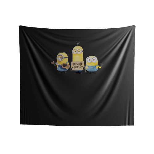 Minions Despicable Me Im With Stupid Indoor Wall Tapestries