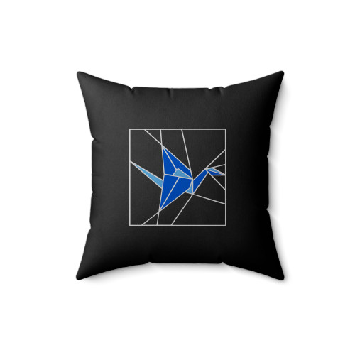 Blue Origami Crane Square Pillow Cover