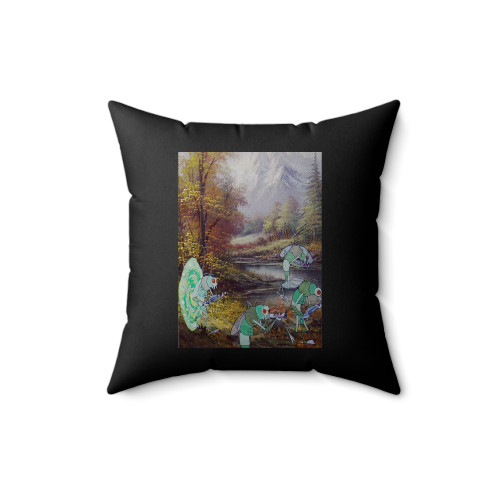 Bob Ross Dimension C 131 Rick And Morty Fine Art Square Pillow Cover