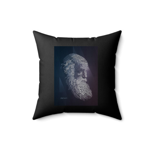 Charles Darwin Typography Square Pillow Cover