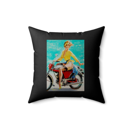 Elvgren Pin-Up Girl Skirting The Issue Square Pillow Cover