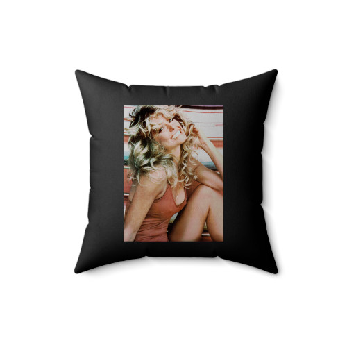 Farrah Fawcett's Iconic Red Swimsuit Square Pillow Cover