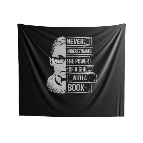 Never Underestimate Girl With A Book Indoor Wall Tapestries