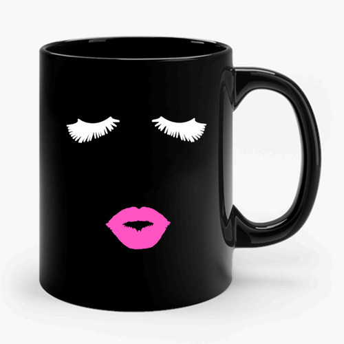 Eyelashes And Lips Eyelash Eyelashes Make Up Lipstick Lip Gloss Ceramic Mug