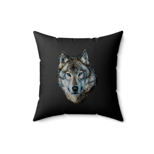 Gray Wolf Square Pillow Cover
