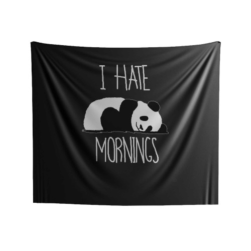Panda Hate Mornings Indoor Wall Tapestries