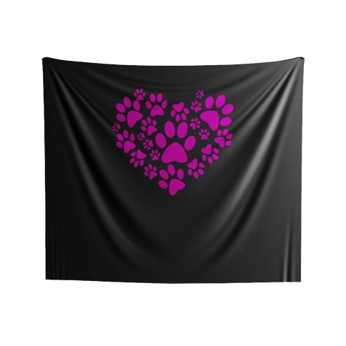 Paw Heart Dog Lover Indoor Wall Tapestries