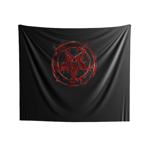 Pentagram Blood Baphomet Horror Goth Indoor Wall Tapestries