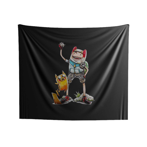 Pokemon Adventure Time Funny Drawing Indoor Wall Tapestries