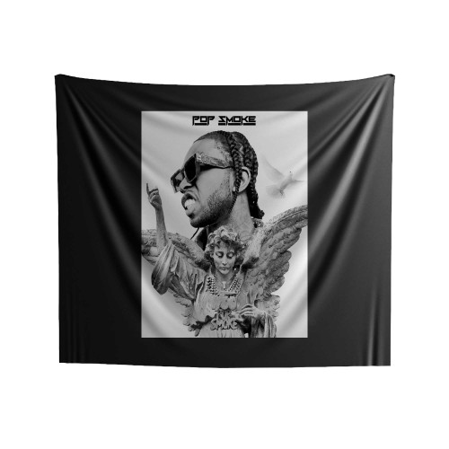 Pop Smoke And Angel Statue Indoor Wall Tapestries