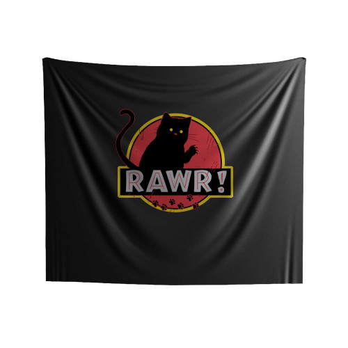 Rawrs Black Cat Logo Indoor Wall Tapestries