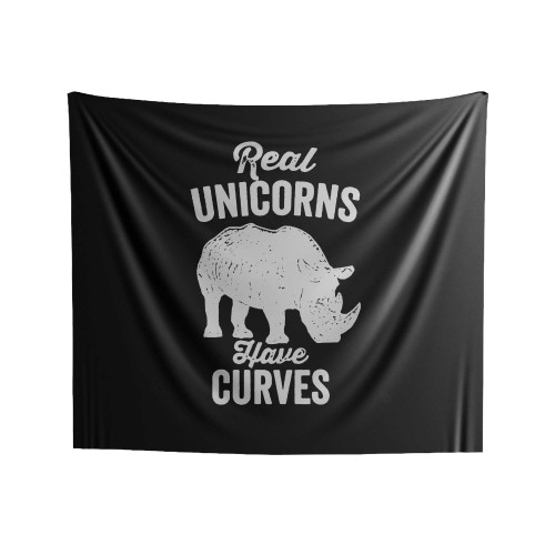 Real Unicorns Have Curves Indoor Wall Tapestries