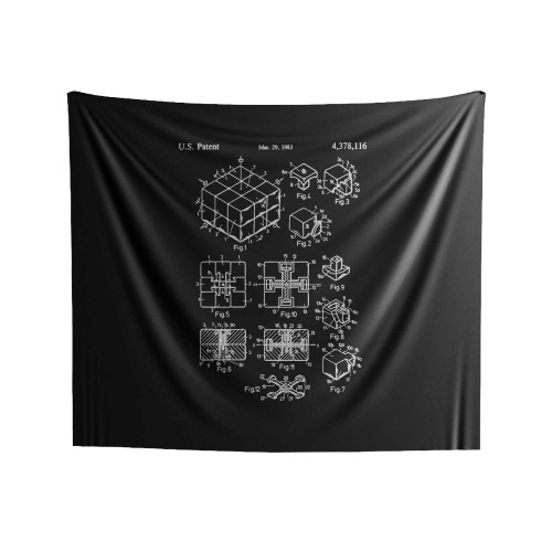 Rubik's Cube Patent Art Blueprint Schematic Indoor Wall Tapestries
