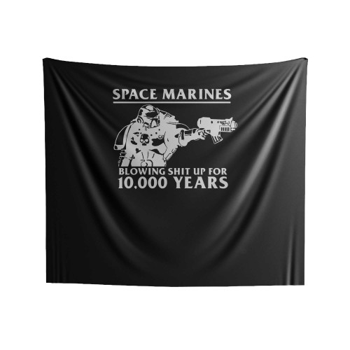 Space Marines Blowing Shit Up Indoor Wall Tapestries