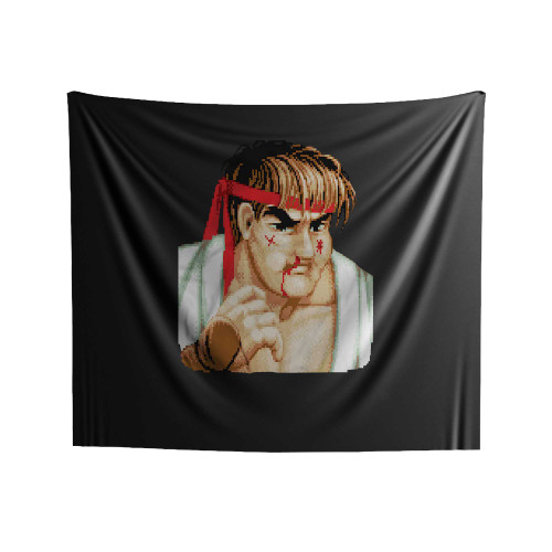 Street Fighter Ii Ryu Defeated Indoor Wall Tapestries