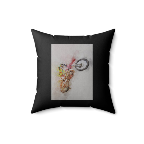 Motocross Watercolor Art Square Pillow Cover