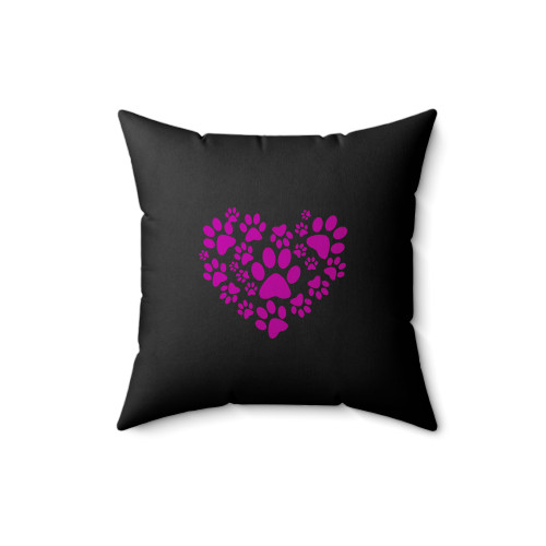 Paw Heart Dog Lover Square Pillow Cover