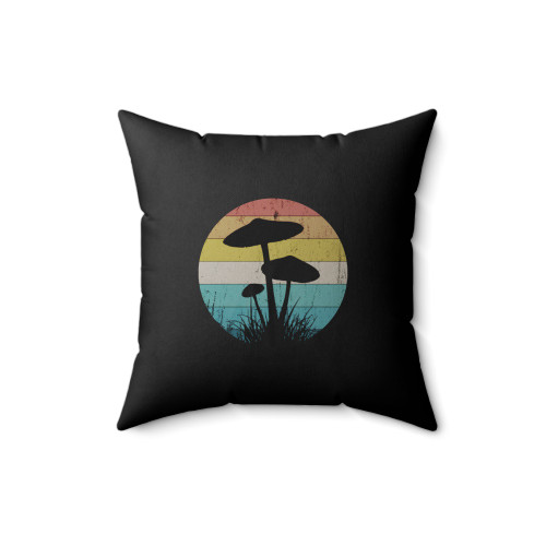 Retro Psychedelic Mushroom Shrooms Square Pillow Cover