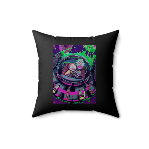 Rick And Morty Spaceship Square Pillow Cover