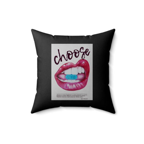 Romantic Red Lips Choose Life 1 Square Pillow Cover