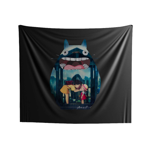 Totoro And The Sisters Background Indoor Wall Tapestries