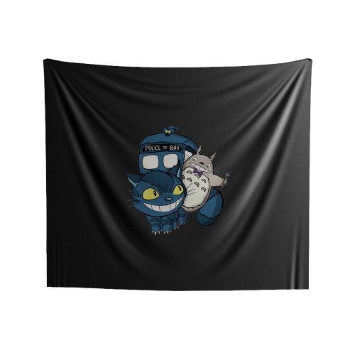 Totoro Doctor Who Blue Box Indoor Wall Tapestries