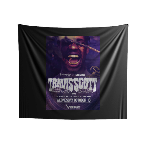 Travis Scott With Re Up Djs Venue Nightclub Indoor Wall Tapestries