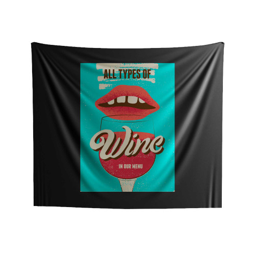 Wine List Typographical Vintage Grunge Indoor Wall Tapestries