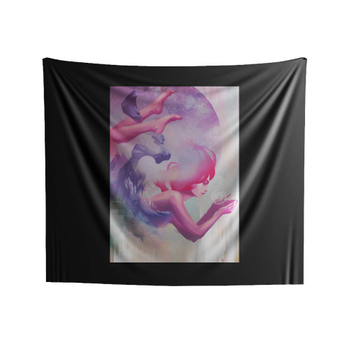Woman Falling Stars Atmospheric Indoor Wall Tapestries