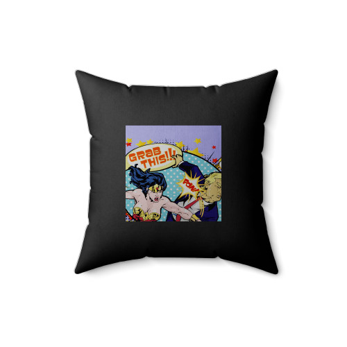 Wonder Woman Punching Trump Dc Square Pillow Cover