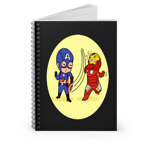 Captain America Civil War And Iron Man Funny Cartoon Art Spiral Notebook