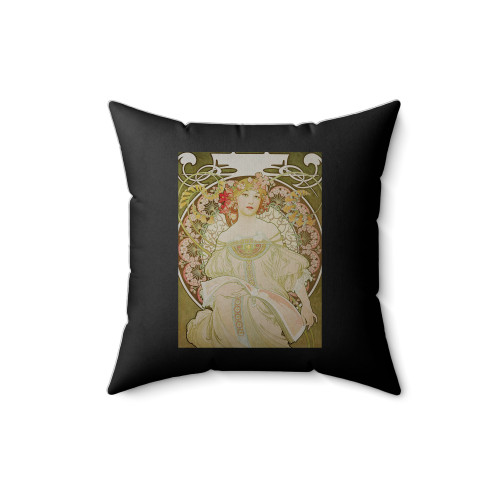 Alphonse Mucha's Iconic Square Pillow Cover