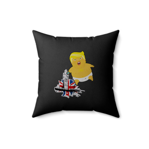 Baby Trump Flying Balloon Over London Funny Square Pillow Cover