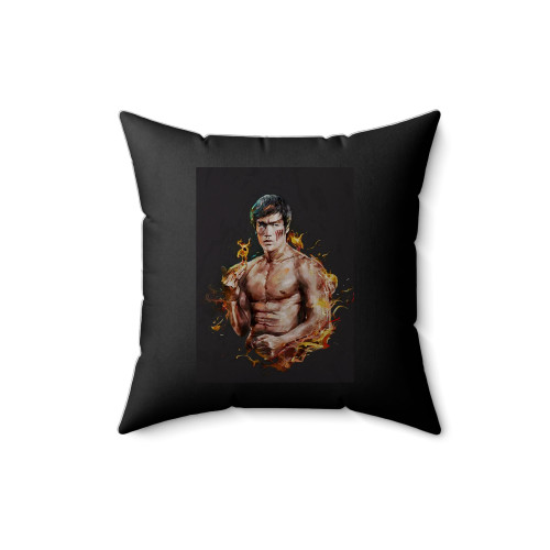 Bruce Lee Fire Square Pillow Cover