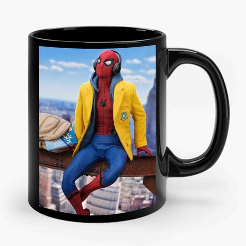 Spider Man Listening To Music Ceramic Mug