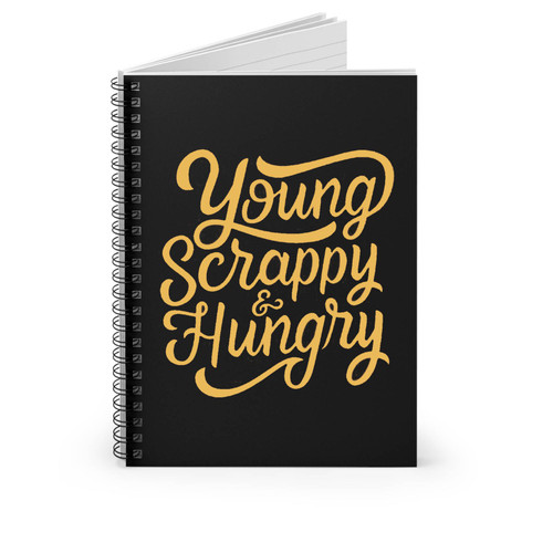 Young Scrappy And Hungry Musical Hamilton Gold Pattern Spiral Notebook