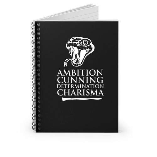 Cunning Ambition Determination Charisma Slytherin Harry Potter Nerd Geek Fandom Spiral Notebook