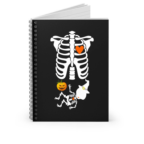 Halloween Pregnant Skeleton Baby Witch Pumpkin Cool Scary Skull Costume Women's Maternity Spiral Notebook