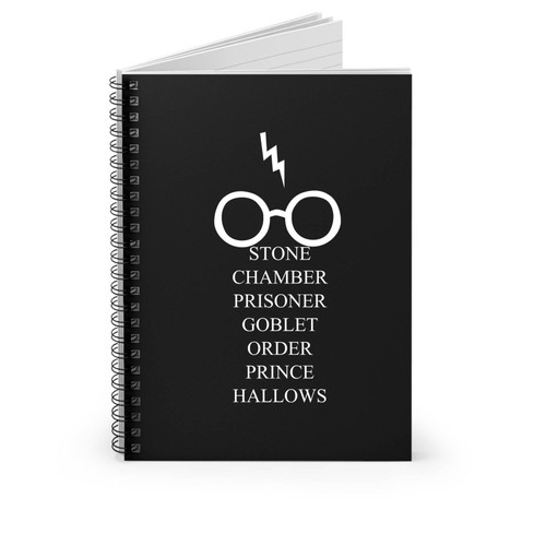 Harry Potter With Potter Glasses And Lightning Bolt Scar Book Title Spiral Notebook