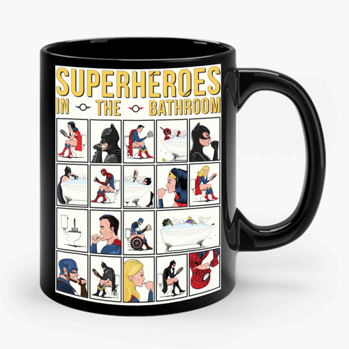 Superheroes In The Bathroom Ceramic Mug