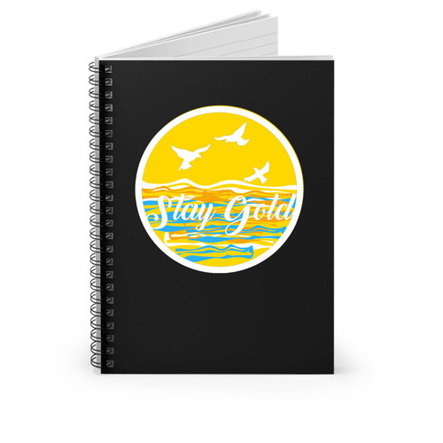 Stay Gold Beach Birds Retro 70S 80S Beach Life Gold Spiral Notebook
