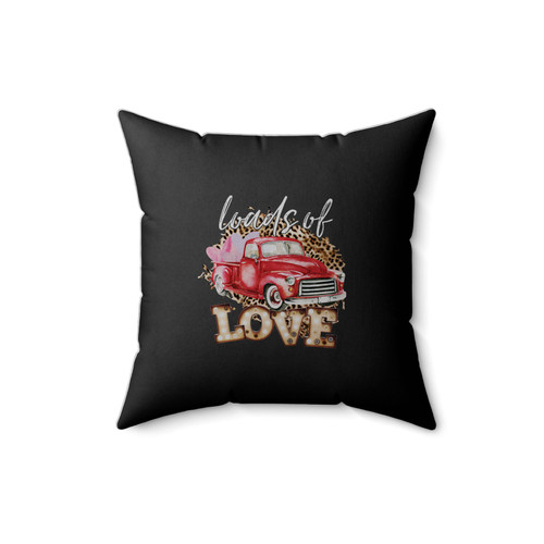 Loads Of Love Red Truck Valentines Square Pillow Cover