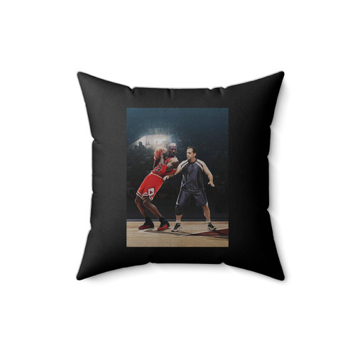 Michael Scott Vs Michael Jordan Playing Basketball Square Pillow Cover