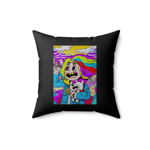 Tekashi 6Ix9Ine And Dog Cartoon Square Pillow Cover