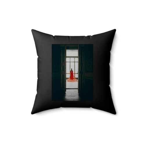 Woman In Red Dress Square Pillow Cover