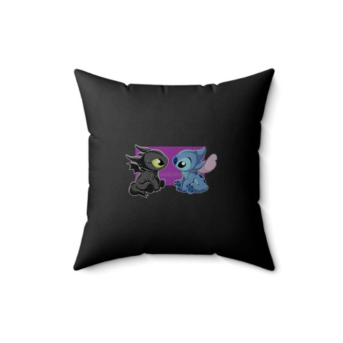 Baby Toothless Dragon And Stitch Square Pillow Cover