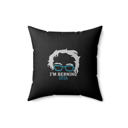 Bernie Sanders I'm Berning Hair And Glasses Square Pillow Cover