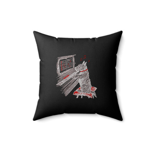Music Dog Vintage Design Noteworthy Dog Playing Piano Square Pillow Cover
